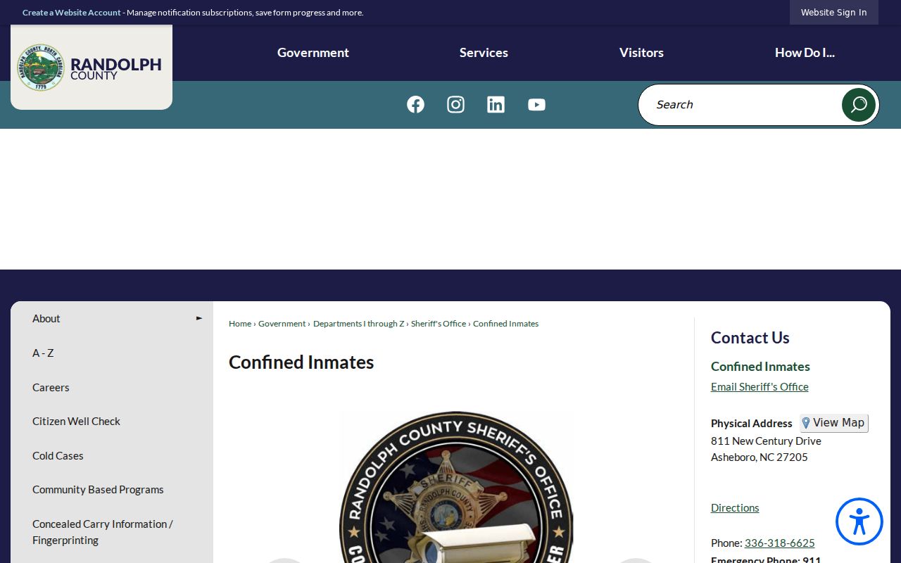 Asheboro residents directory Randolph confined inmates page