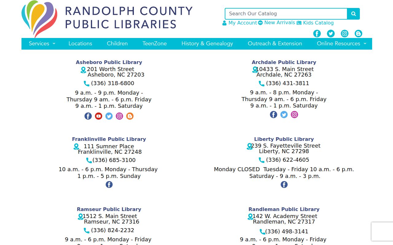 Asheboro residents directory Randolph Room library access