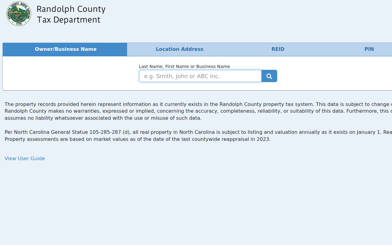Asheboro residents directory property search screen