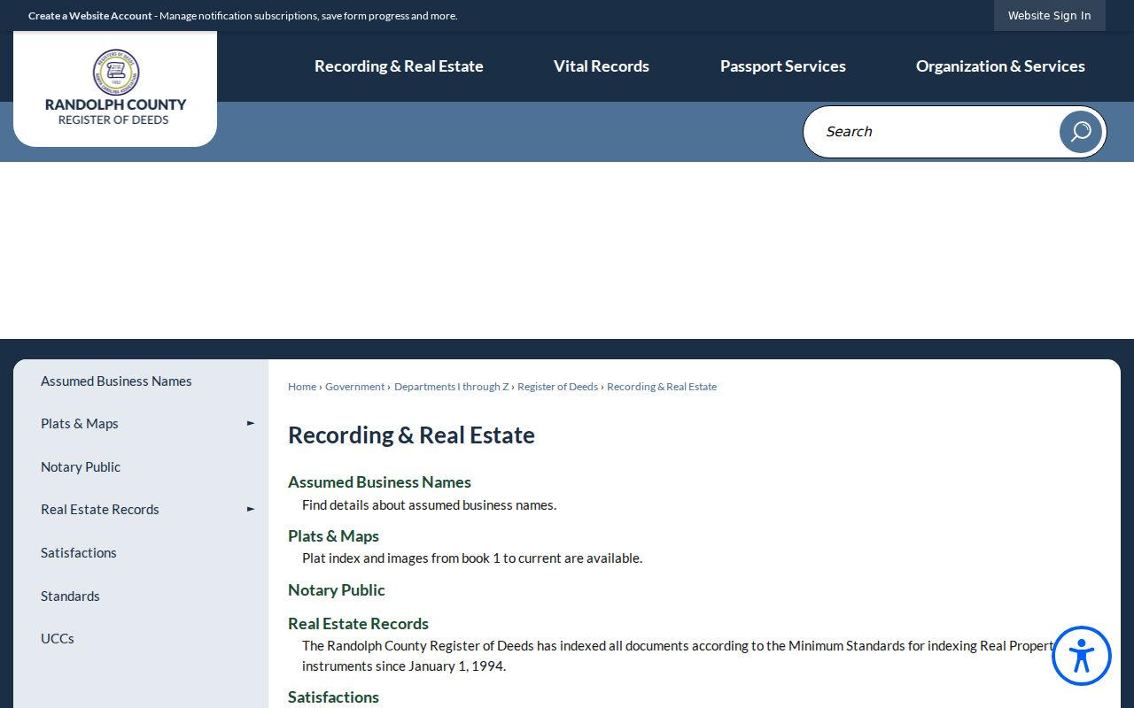 Asheboro previous residents research through the Randolph Register of Deeds recording page